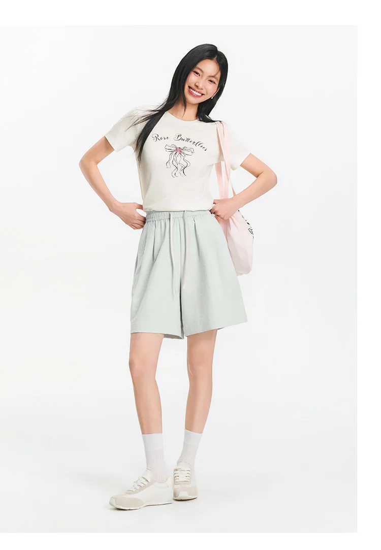 Semir Womens Shorts 2026 Pleated Texture Draped Elastic Waist A Line Loose Casual Style