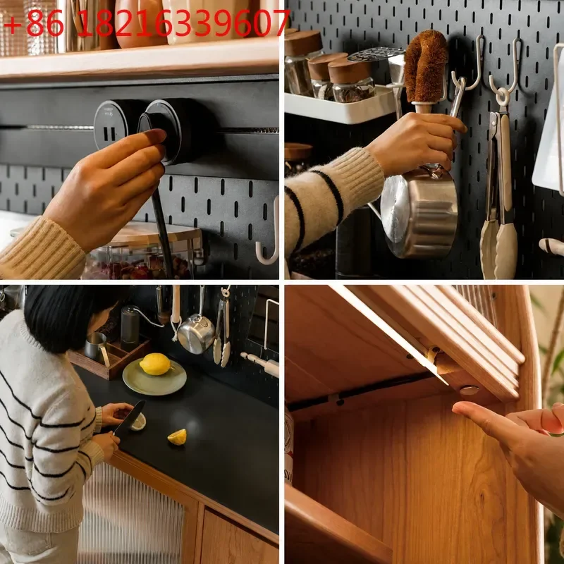 YAO Nordic Solid Wood Slate Wall Mounted Integrated Storage High Cabinet for Dining Room Japanese Cherry Wood Locker for Tea