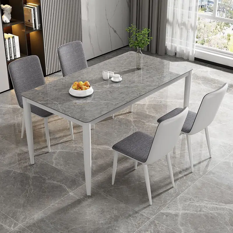 

Dining table, chairs, dining table combination, modern simple cream small apartment rectangular household dining table,
