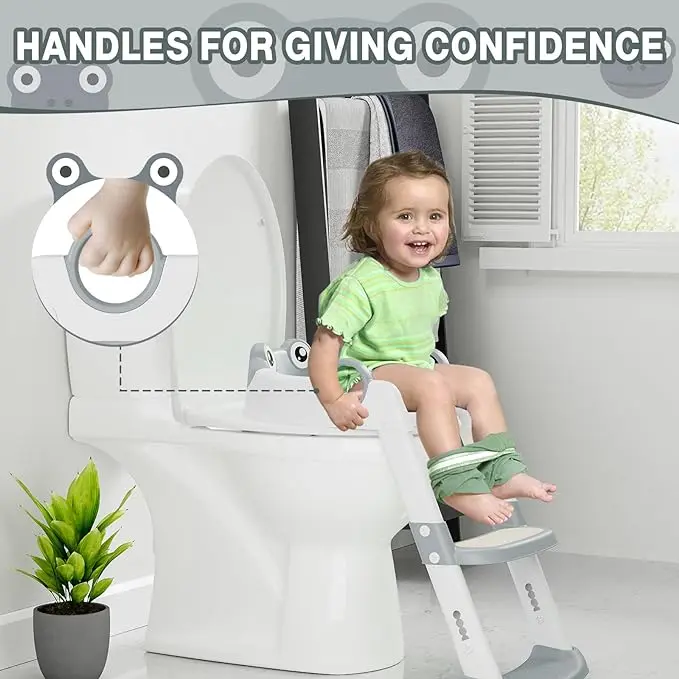 Potty Training Seat with Step Stool Ladder for Toddlers, Potty Training Toilet Anti-Slip Safe Pads Adjustable Height Legs