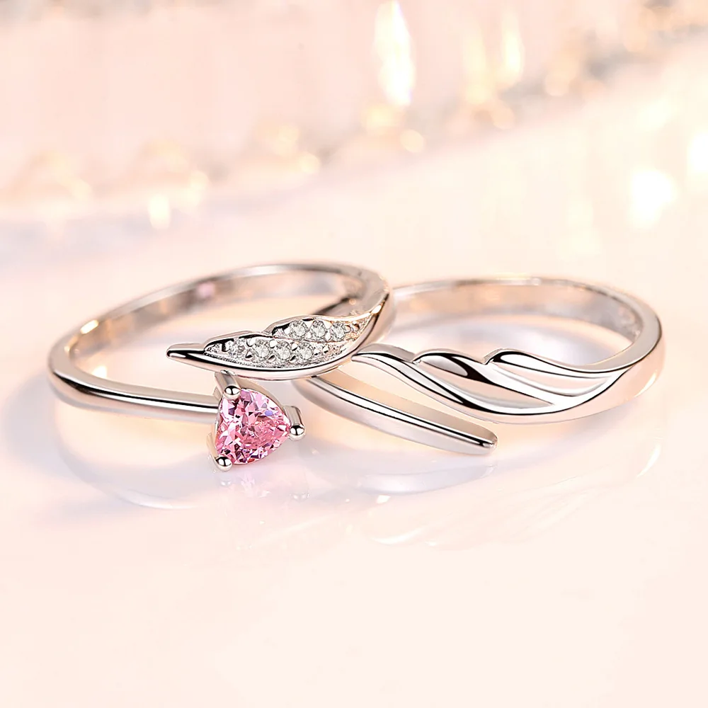 2pcs 925 Sterling Silver Couple Rings Zircom For Women Man Exquisite Student Girlfriend Silver Jewelry Accessories Wedding