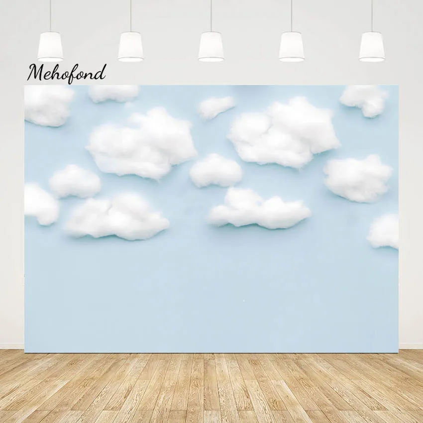 

Mehofond Baby Shower Photozone Background Blue Sky White Clouds Newborn Birthday Party Photography Backdrops Photocall Studio