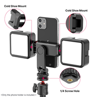 Multi-functional Phone Holder Clamp Phone Tripod Mount 360° Rotatable with Dual Cold Shoe Mounts for Smartphone Vlog Selfie Live