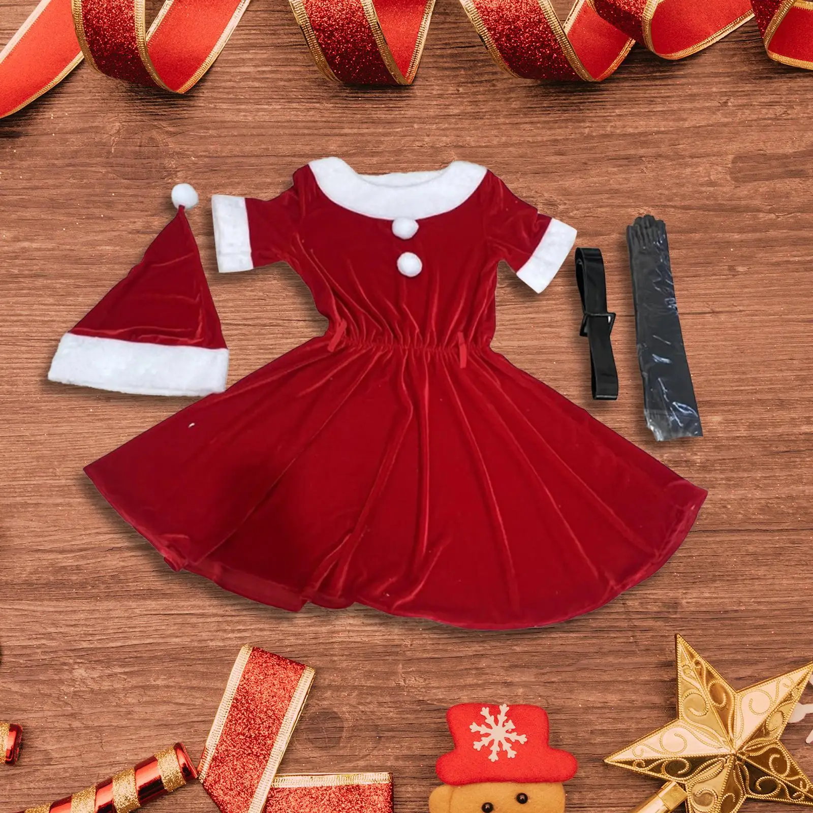 Womens Santa Claus Costume Dress Fashion Xmas Outfit for Festival Photo Props