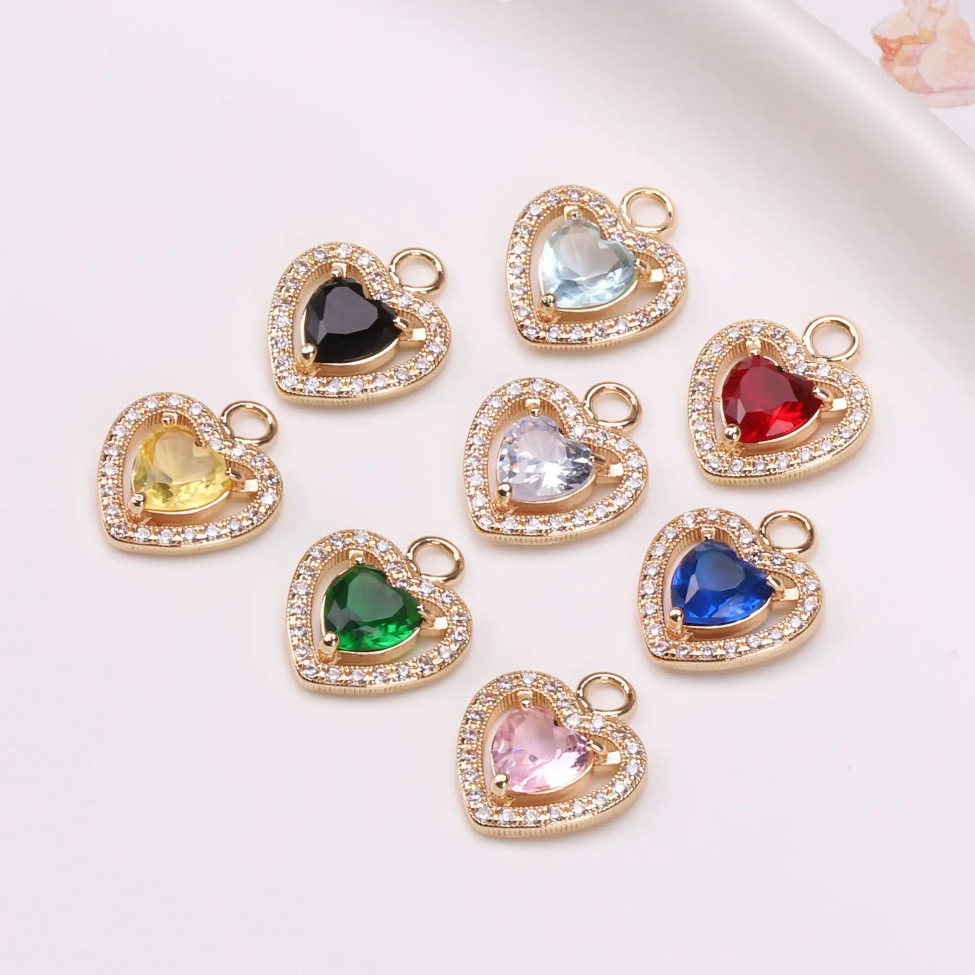 

10Pcs Diamond crystal double love Charms Alloy Accessories For Making Diy Necklace Earrings Handmade Accessories Supplies