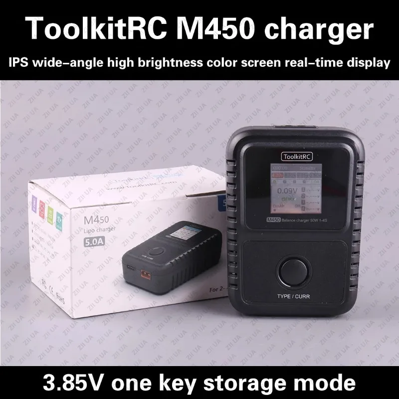 ToolkitRC M450 AC 50W Balanced Charger M4AC Compatible with 2~4S BAT Lipo LiHV LiFe for RC Aircraft Car Toy Parts