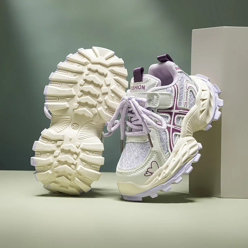 

Обувь для девочек, осень 2023, новая детская дышащая спортивная обувь для бега, легкая повседневная обувь для девочек на толстой подошве, трендовая обувь