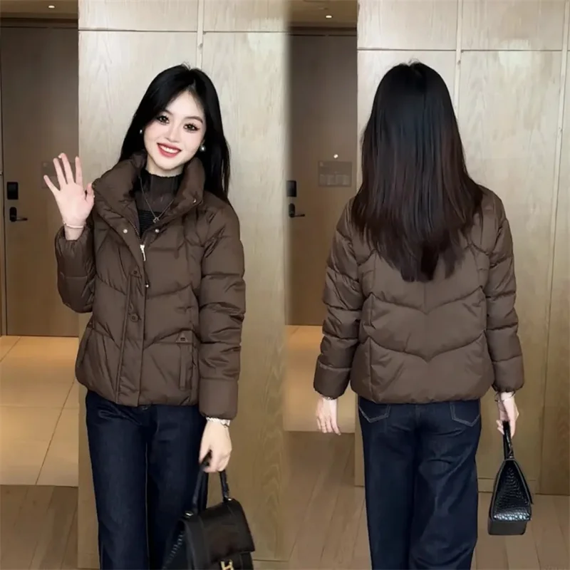 Autumn Winter Female thicken Down Cotton Coat 2025 Women Fashion Cotton Padded Jacket Korean Ladies Long Sleeves Parkas Outwear