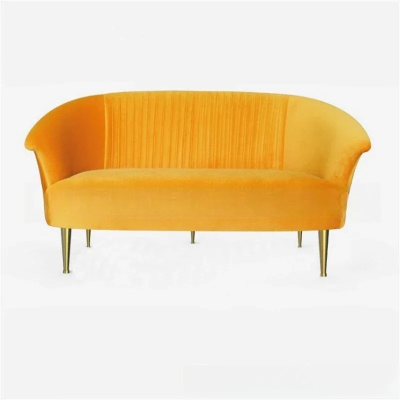 

Simple modern stainless steel three-person sofa custom furniture leisure flannel sofa beauty salon studio reception sofa