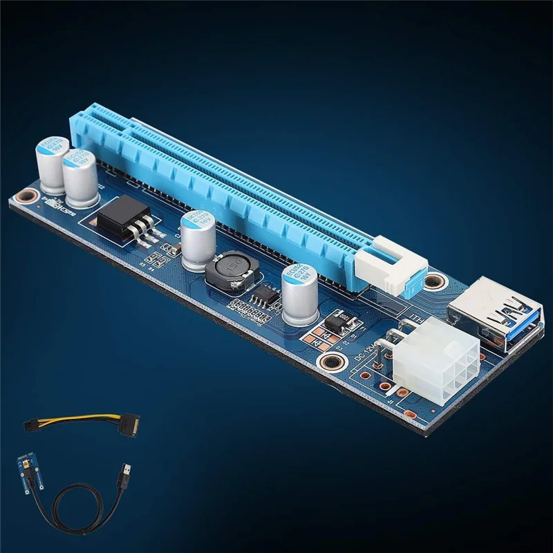 Stilvoller Mini-PCIE-16X-Adapter, PCIE zu PCI Express16x-Extender, mit 4 Festkondensatoren und 6-Pin-Schnittstelle, für Grafikkarten-Mining