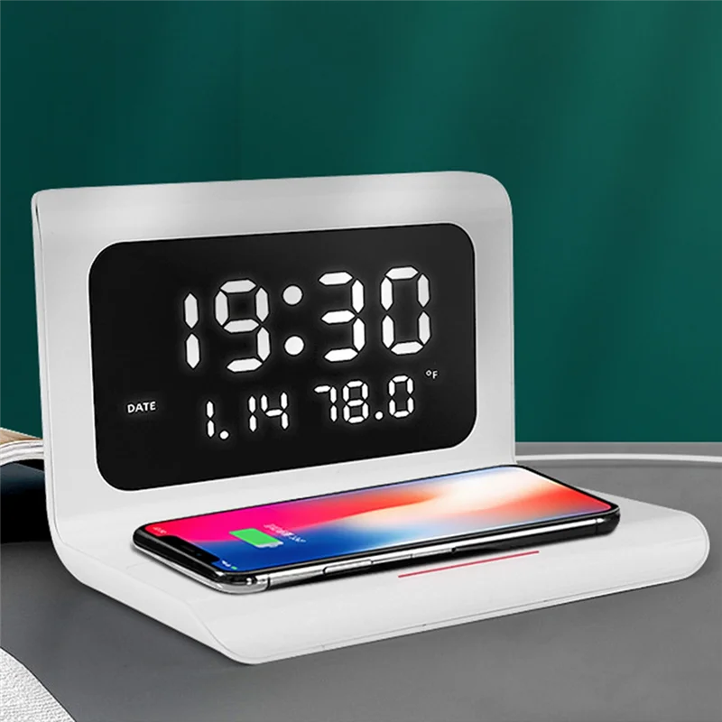 

ABSQ-Multi-Function Charger Clock Clock Wireless Charger With Thermometer Support 10W Fast Charging