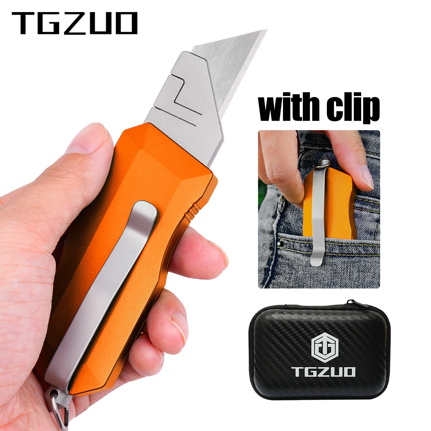 Mini cuchillo de utilidad con mango de aleación de aluminio, multiherramienta para acampar al aire libre, herramientas de corte de papel para el hogar, portátil EDC con 10 cuchillas