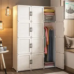 Multifuncional casa quarto mobiliário simples conjunto de guarda-roupa armazenamento plástico vestir pequeno armário pano partição rack