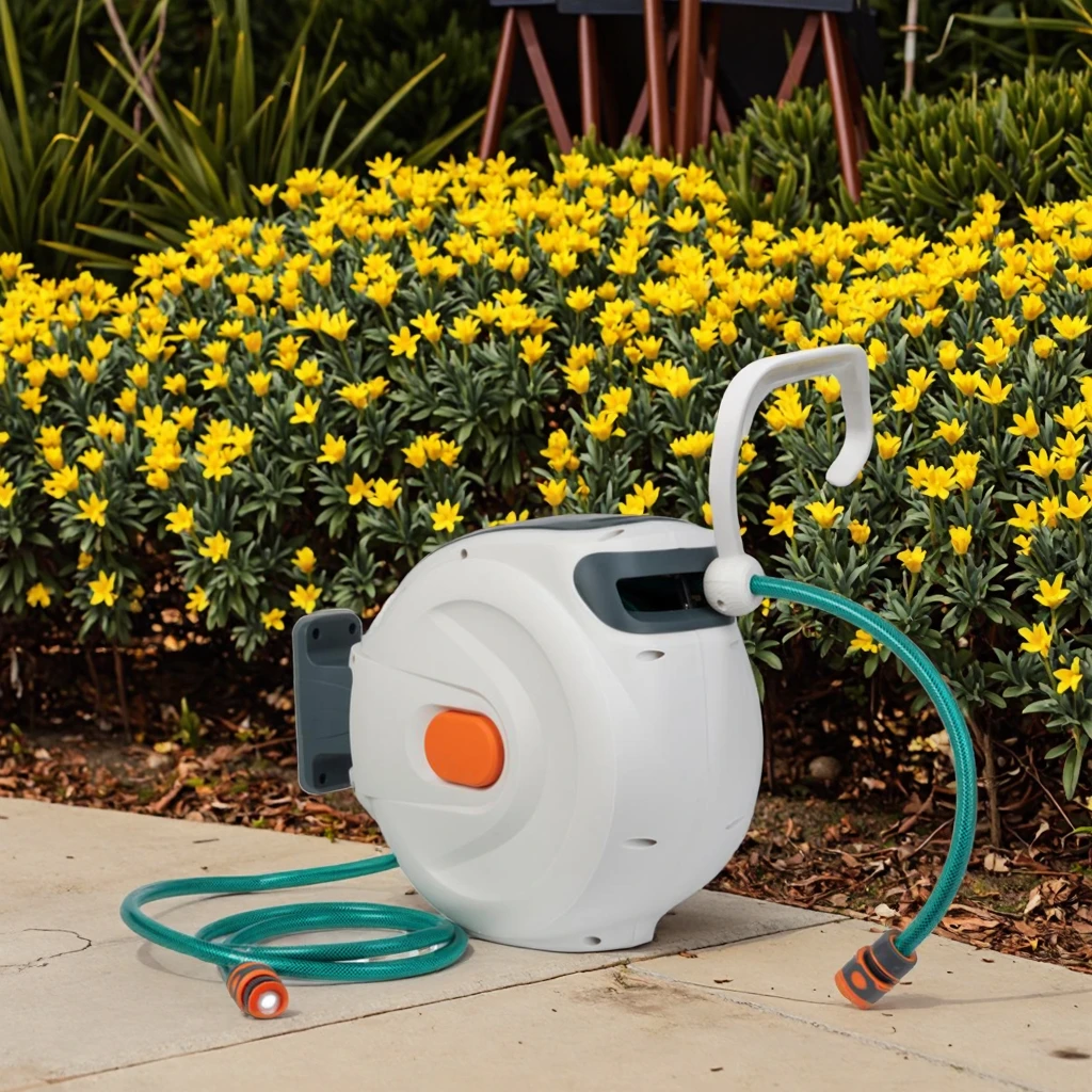 Sistema di irrigazione antincendio retrattile automatico in PVC Armadietto del carburante Avvolgitubo da giardino montato a parete ad alto costo per uso esterno