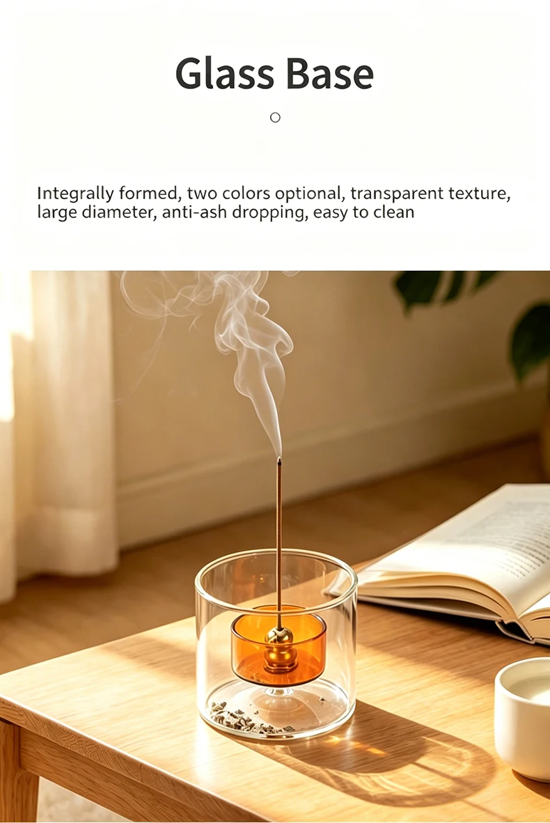 Doppelglas-Räucherstäbchenhalter in Kürbisform mit Glas-Aschefänger für Meditation, Yoga und Spa – Detail 6