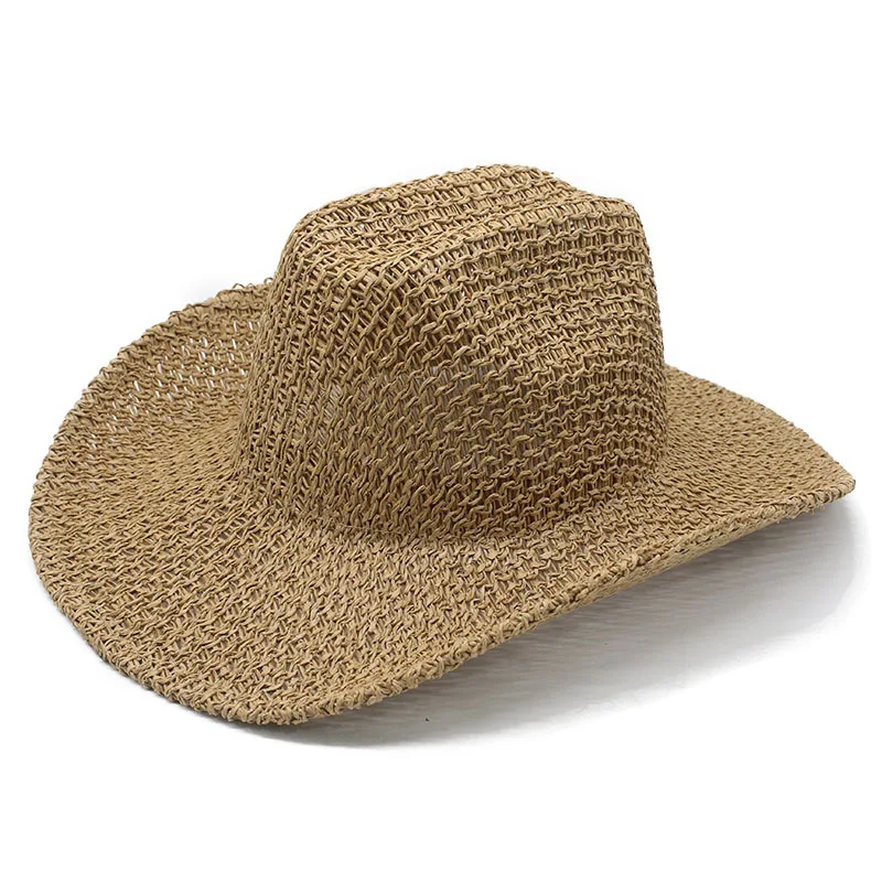 new-spring-and-summer-sun-protection-hat-casual-and-unique-straw-western-cowboy-hat-with-rolled-brim-and-hollow-design