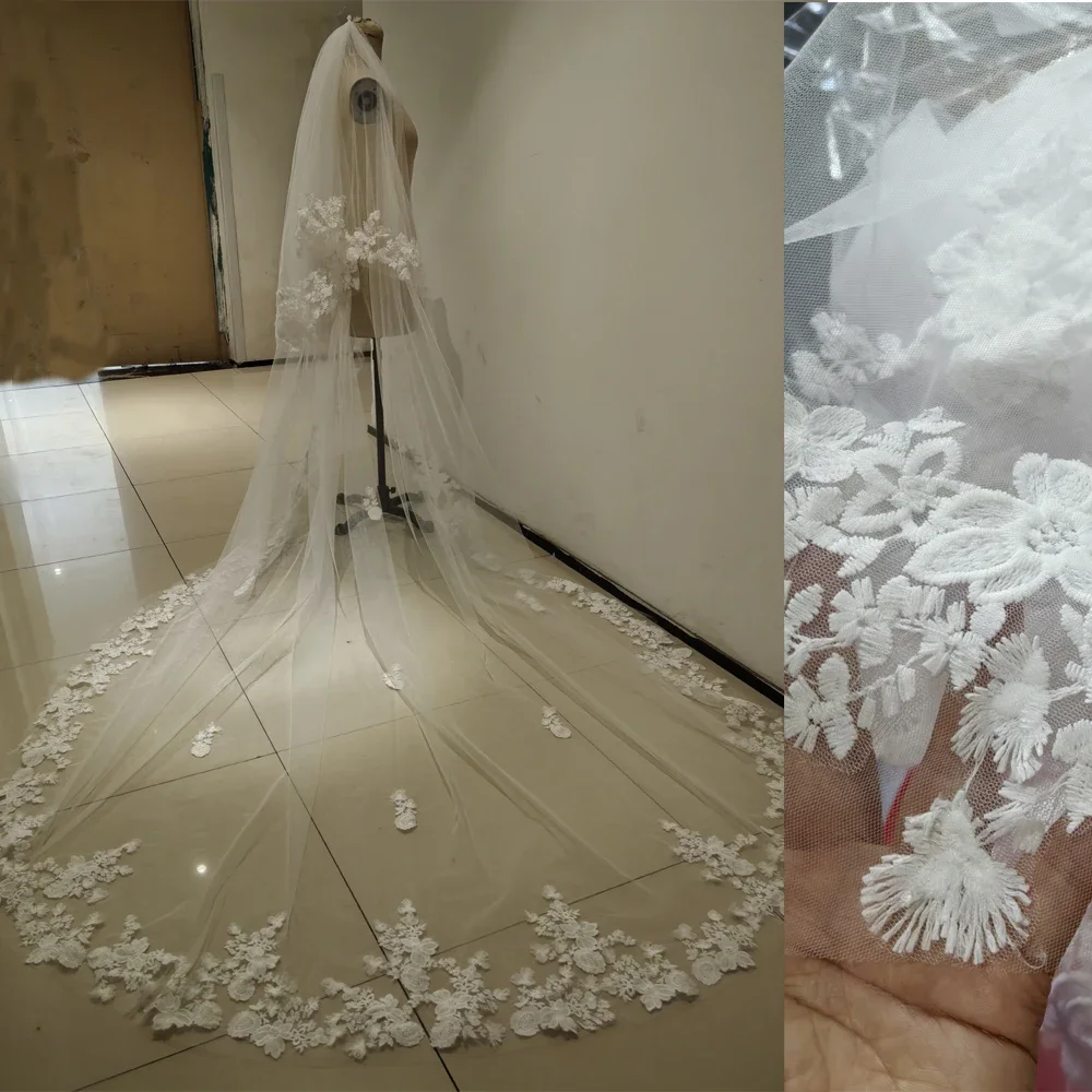 

Lace Appliques Wedding Veil 2T Elegant Bridal Veils Wedding Accessories Customized