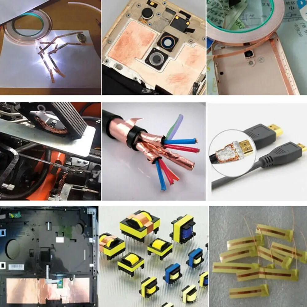 10/20m Single Side Conductive Copper Foil Tape Adhesive EMI Shielding Heat Resist Repair Tape Anti-static 10mm 15mm 20mm