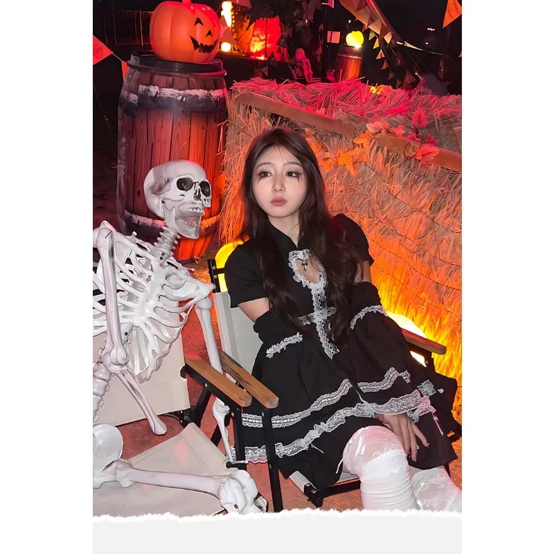 Nun Cosplay Costume Black Tutu Dress Uniform Maid Heart-shaped Cutout Dresses with Sleeves for Women Halloween Theme Party - AliExpress 200000532 Nun Cosplay Costume Black Tutu Dress Uniform Maid Heart-shaped Cutout Dresses with Sleeves for Women Halloween Theme Party - AliExpress 200000532