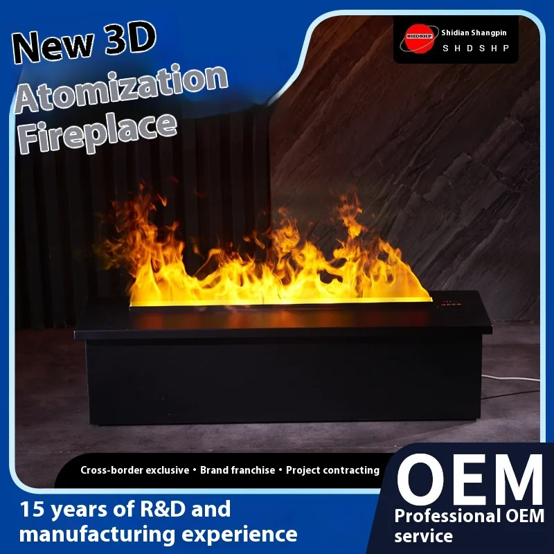 OEM Customized Electric Fireplace Multi-Color Decorative Metal Artificial Humidifier Stereo Atomized Embedded Household English