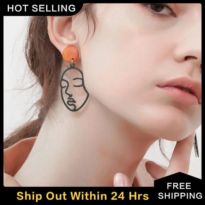 Creative Earrings For Women Hollow Personality Exaggerated Abstract Face Silhouette Earrings Fashion Korean Style Ear Jewelry