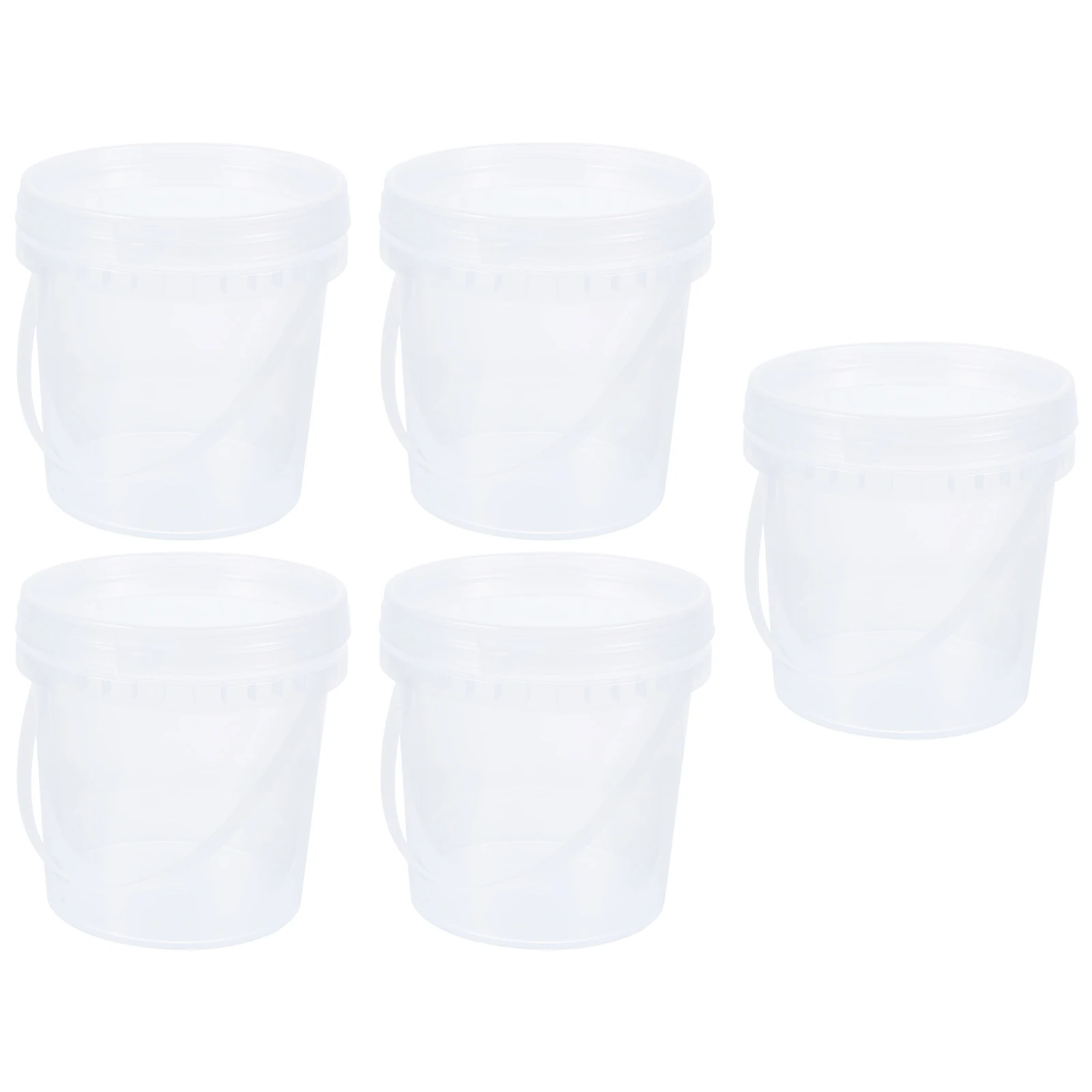 

5pcs Food Ice Cream Bucket Clear Containers Reusable 1L Lid Reusable Ice Cream Containers Handle Kitchen Storage