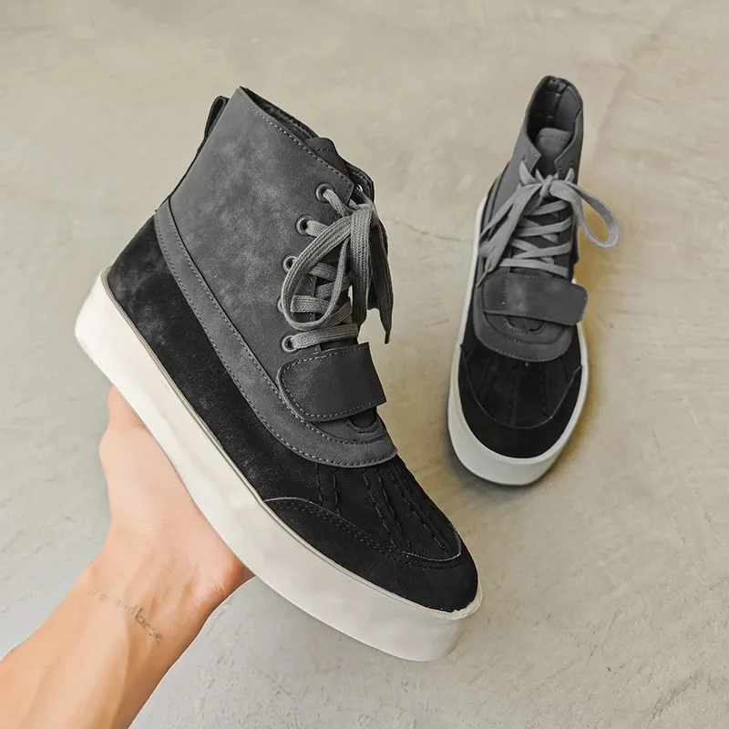 Sneakers Heren Enkellaarzen Hoge Top Platform Skateboard Veters Casual Laarzen Comfortabele Outdoor Hardloopsportschoenen Man Straat