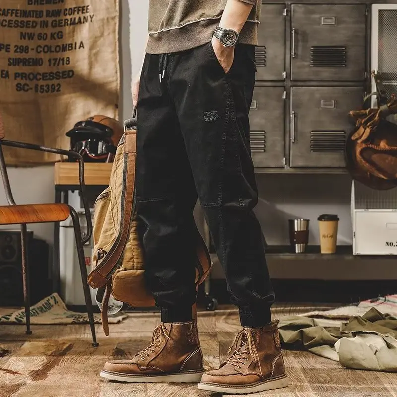 

Мужские повседневные брюки для работы, весна-осень-зима, новые, высококачественные, спортивные, больших размеров, свободные, укороченные (до щиколотки), модные, брендовые, с манжетами...