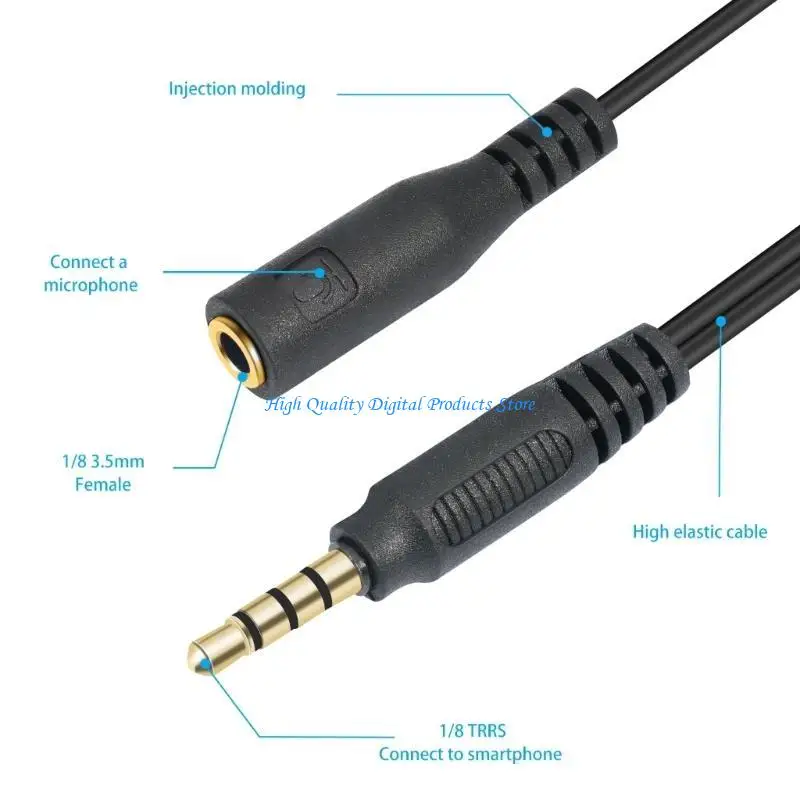 

U2JE 2pcs Headsets Mic Splitter Adapters 3.5mm Male Headphones Mic Adapters Cable
