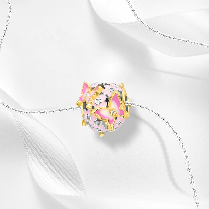 Ahthen 925 فضة رائجة البيع الخرز فراشة استرخى سحر صالح ثعبان سلسلة أساور القلائد للنساء صنع المجوهرات