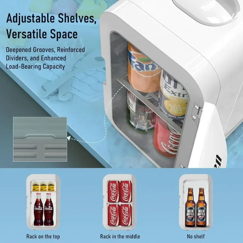 CALEN Mini Fridge with 2 Bottles Mini Fridge for Bedroom Skincare Fridge Refrigerator for Food Beverages Cosmetics