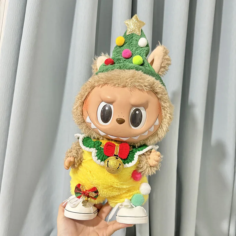 

Для 38 см Labubu Mokoko плюшевая кукла, сменная одежда, рождественская тематическая игрушка, наряд с колокольчиком, милые аксессуары для кукол, игрушка