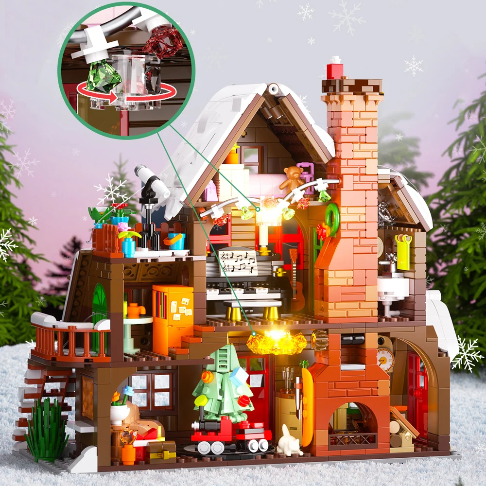 هدية عيد الميلاد اللبنات الطوب DIY عيد الميلاد سعيد منزل خشبي ديكور المنزل سطح المكتب زخرفة لعب الأطفال #3