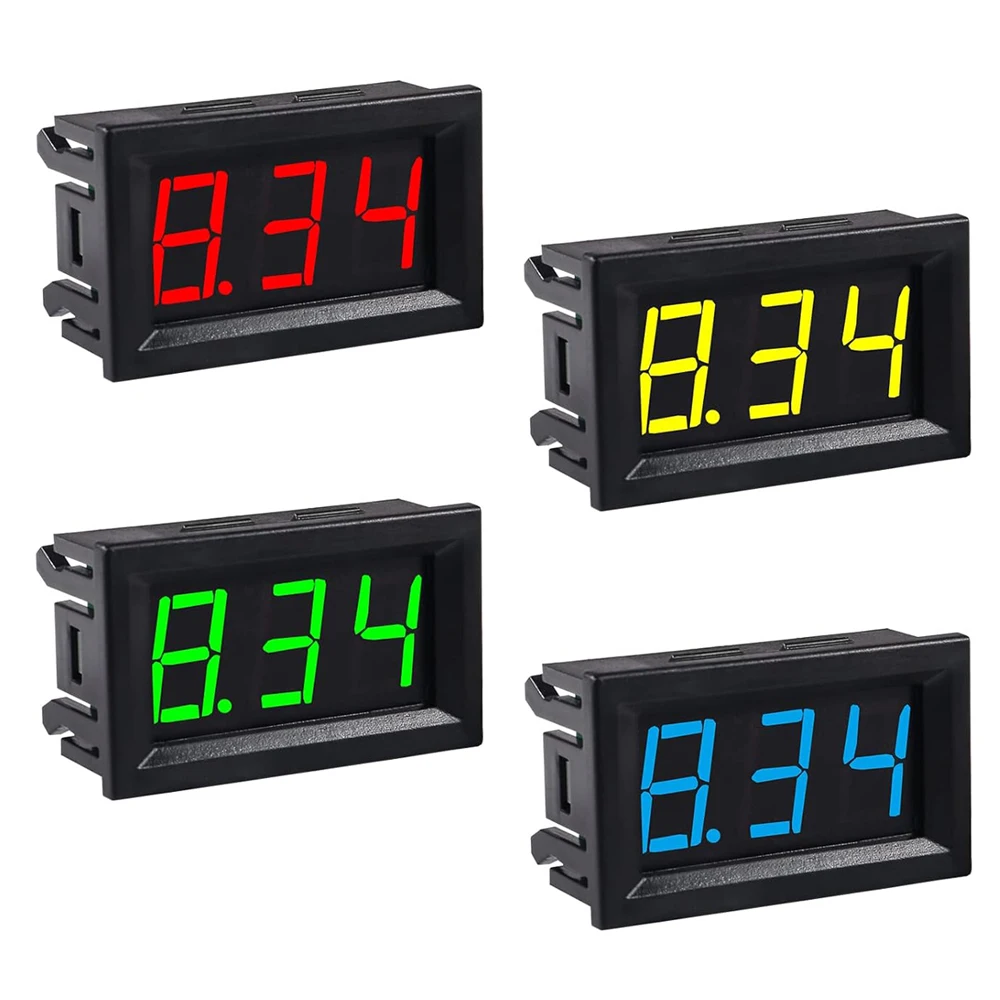 Cyfrowy wskaźnik napięcia 4Pack 0.56 "dwuprzewodowy DC 3V-30V zielony woltomierzem LED wodoodporny wyświetlacz miernik Tester napięcia
