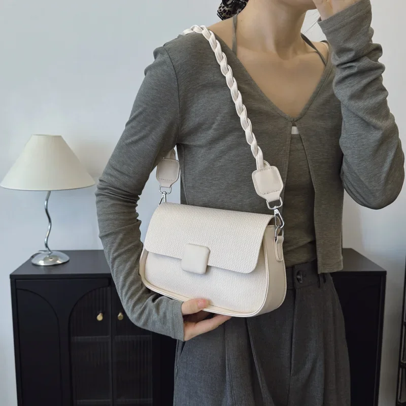 

​​2025 Trendy Textured Leather Square Tote Flip-Top Shoulder Crossbody Bag Premium Small Handbag Fashion Designer Commuter Bag​