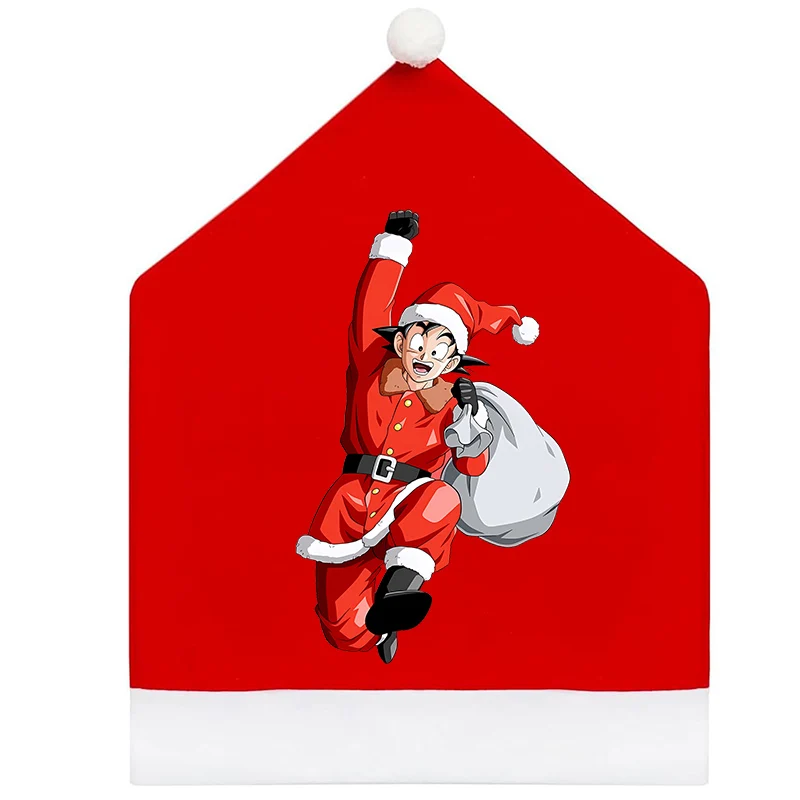 Dragon ball capa de cadeira de natal dos desenhos animados anime móveis decoração cadeira capa protetora decorações de festa festival presente de natal