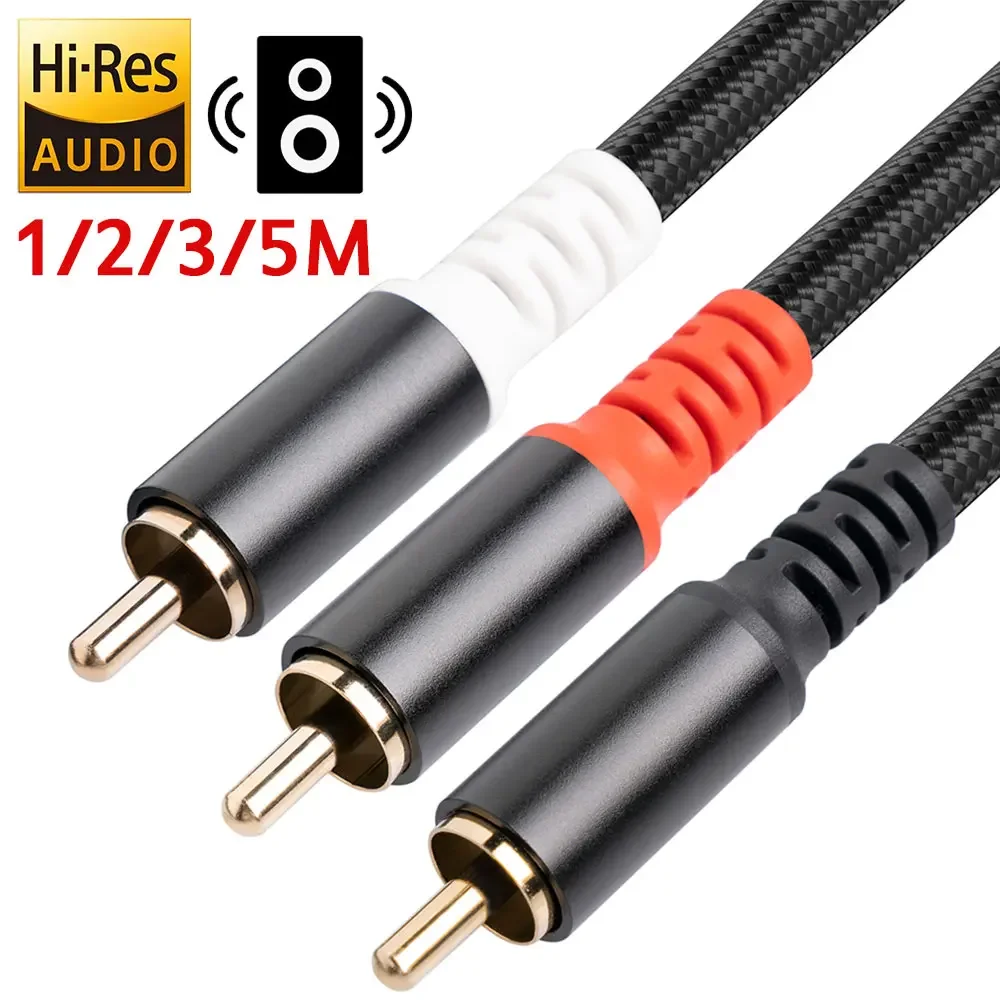 

HiFi RCA Audio Cable Jack 3.5 to 2 2 Male Y Splitter Aux for TV PC Amplifiers DVD Speaker Wire 1/2/3/5m