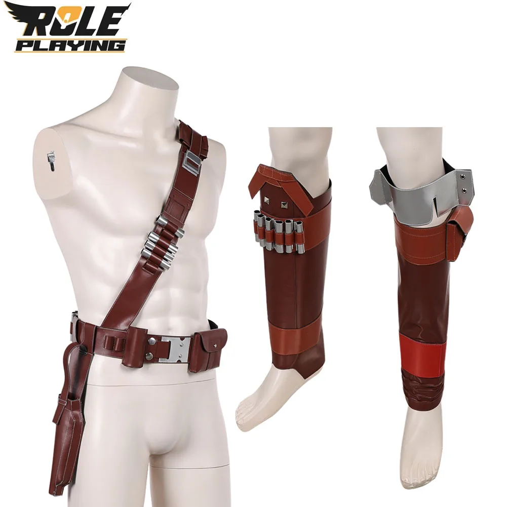 Din Djarin Cosplay Strap Belt Waistband Leg Gaurd Movie Costume Accessories Men Fantasy Gaiter Leggings Halloween Carnival Suit