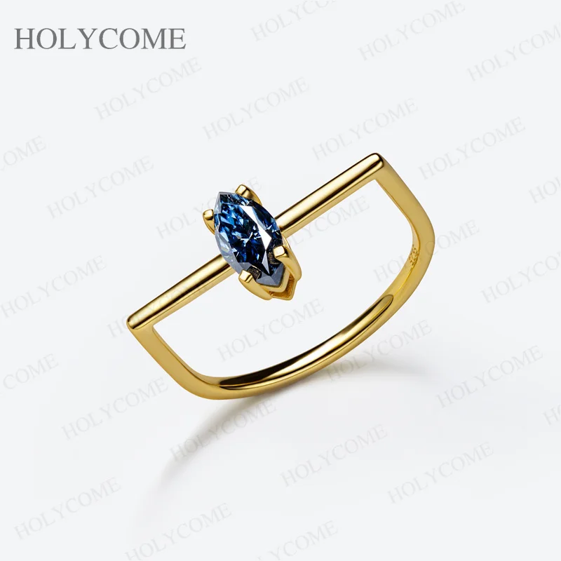 Ring aus S925 Silber, einzigartig, unregelmäßig, stapelbar, mit gemischten Moissaniten und Paraiba-Saphiren, geschichtet, INS Viral Fashion Schmuck – Detail 5