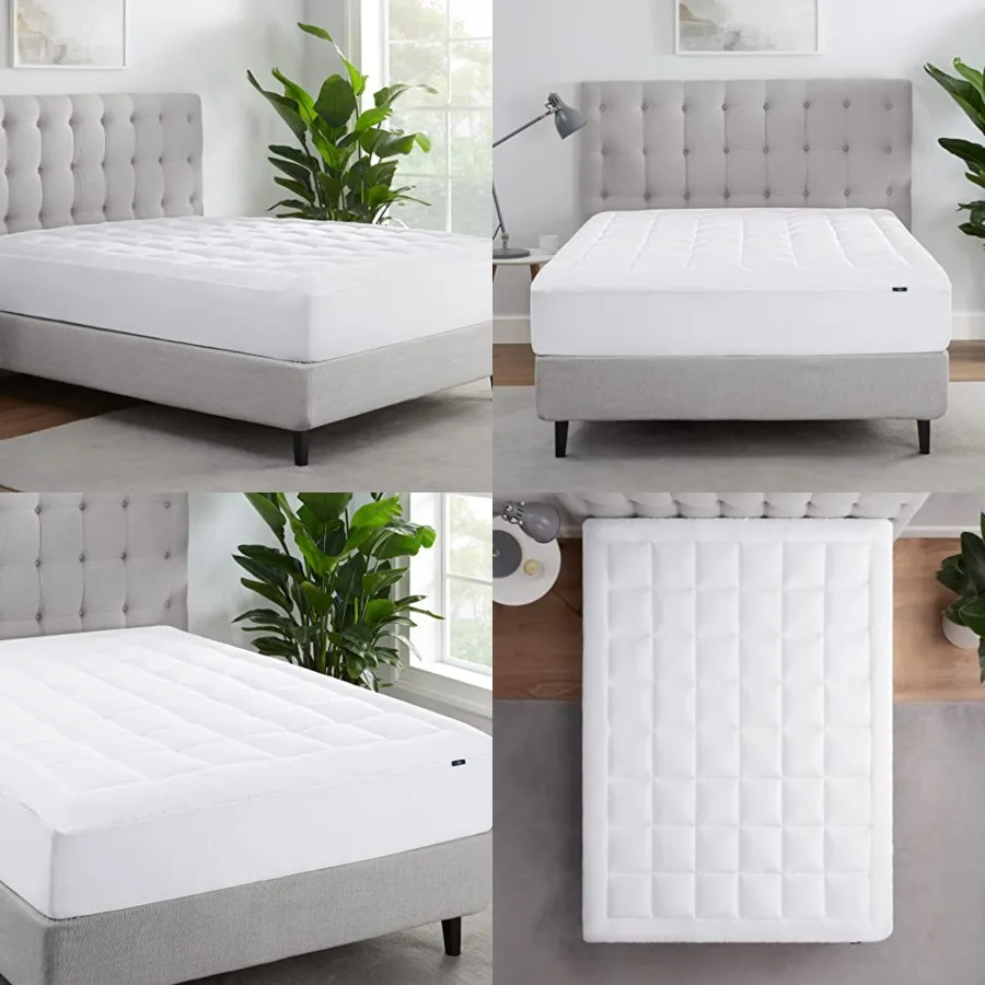 

Mattress Cover, Fitted Pillow Top Mattress Pad, Super Soft and Breathable Quilted Cotton Protector with 18" Elastic Deep Pockets for Secure Fit, King, White
