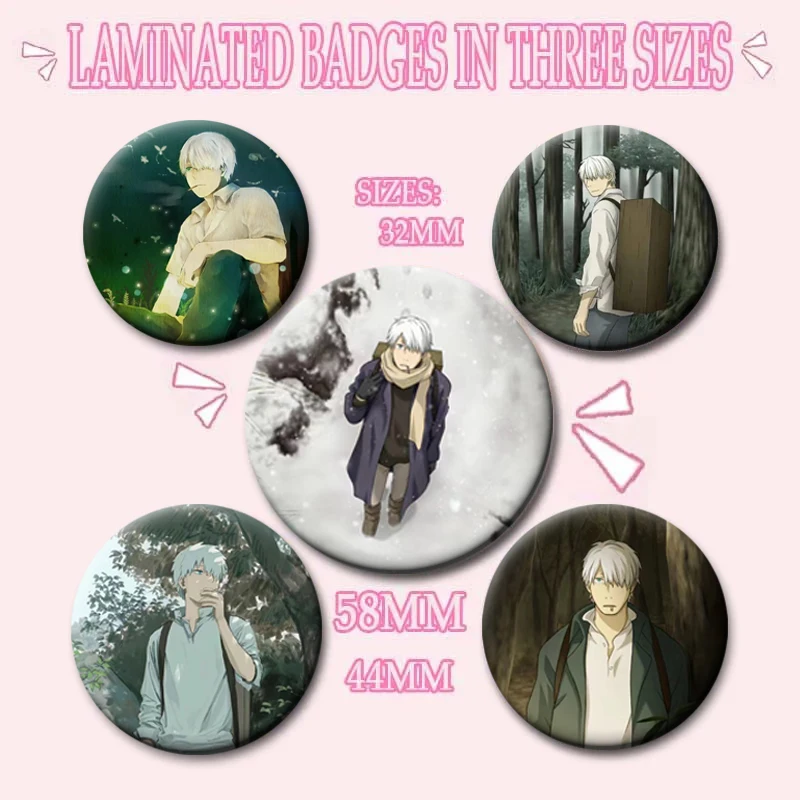58mm Manga Mushishi‌ Handmade Tinplate Brooches Round Badge Lapel Pin for Bag Accessories Clothes Decor Practical Souvenir Gifts view 5
