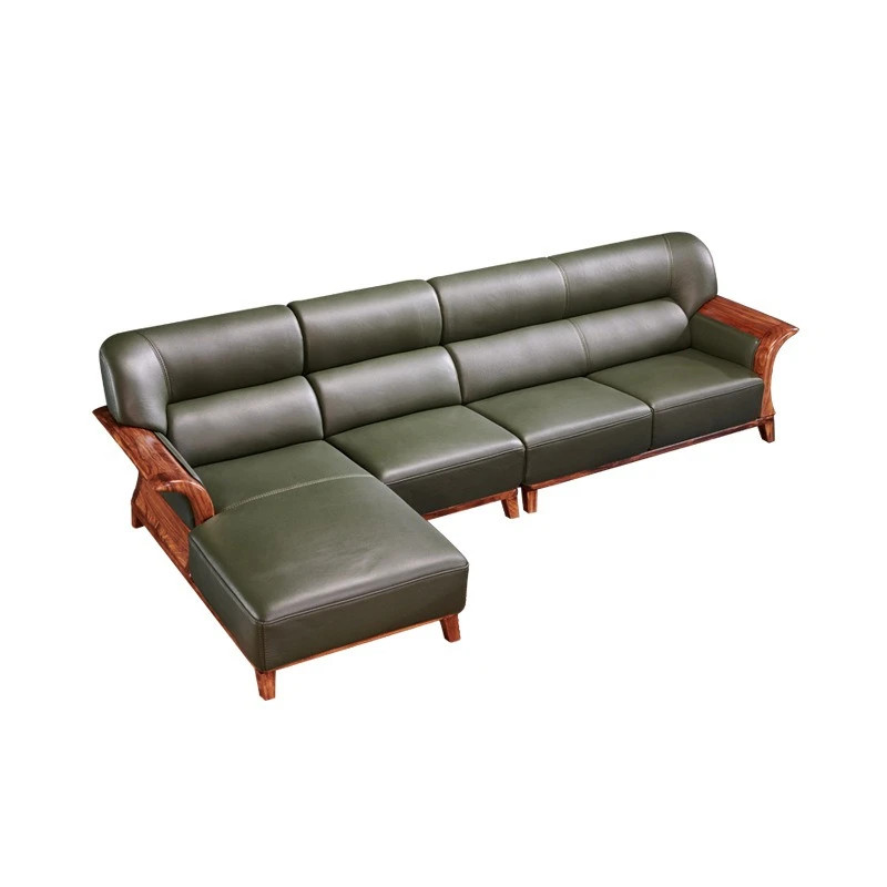 

European ebony first-layer cowhide corner 123 combination sofa, post-modern light luxury leather solid wood Nordic sofa