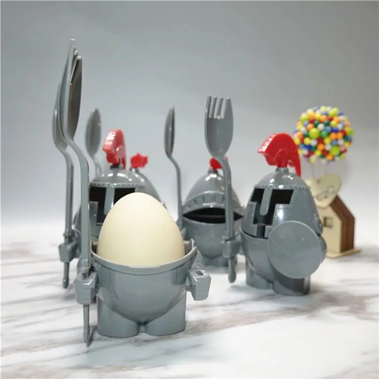 

Adorable Egg Holder with Spoon Fork, Royal Soldier Style Breakfast Egg Cup, Cute Kitchenware & Home Collectible