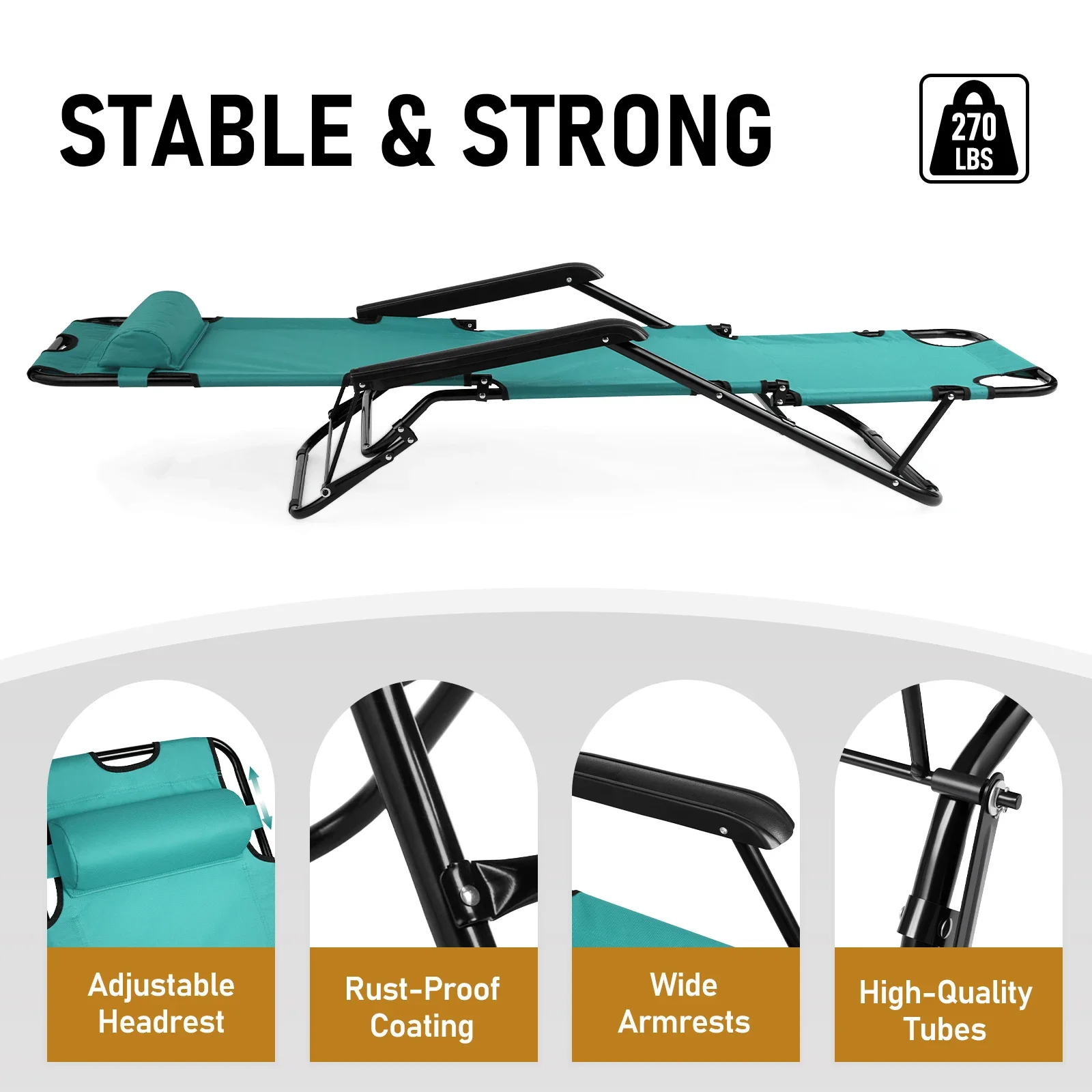 Portable Dual Purposes Extendable Folding Reclining Chair Blue