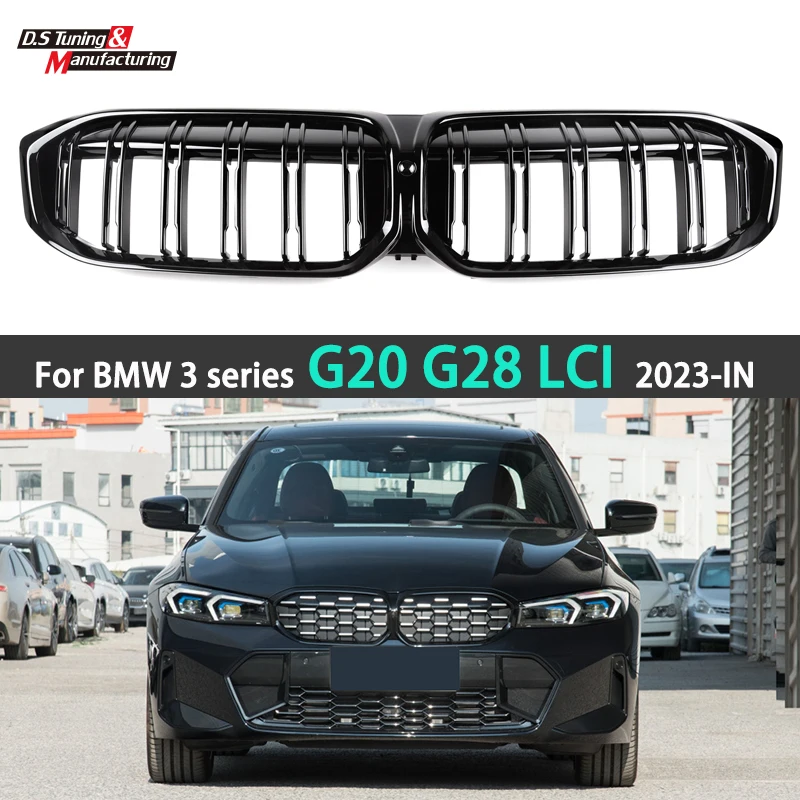 

Car Styling Glossy Black Front Bumper Hood Kidney Grille Replacement For BMW 3 Series G20 G28 LCI 2023-IN ABS Racing Grills