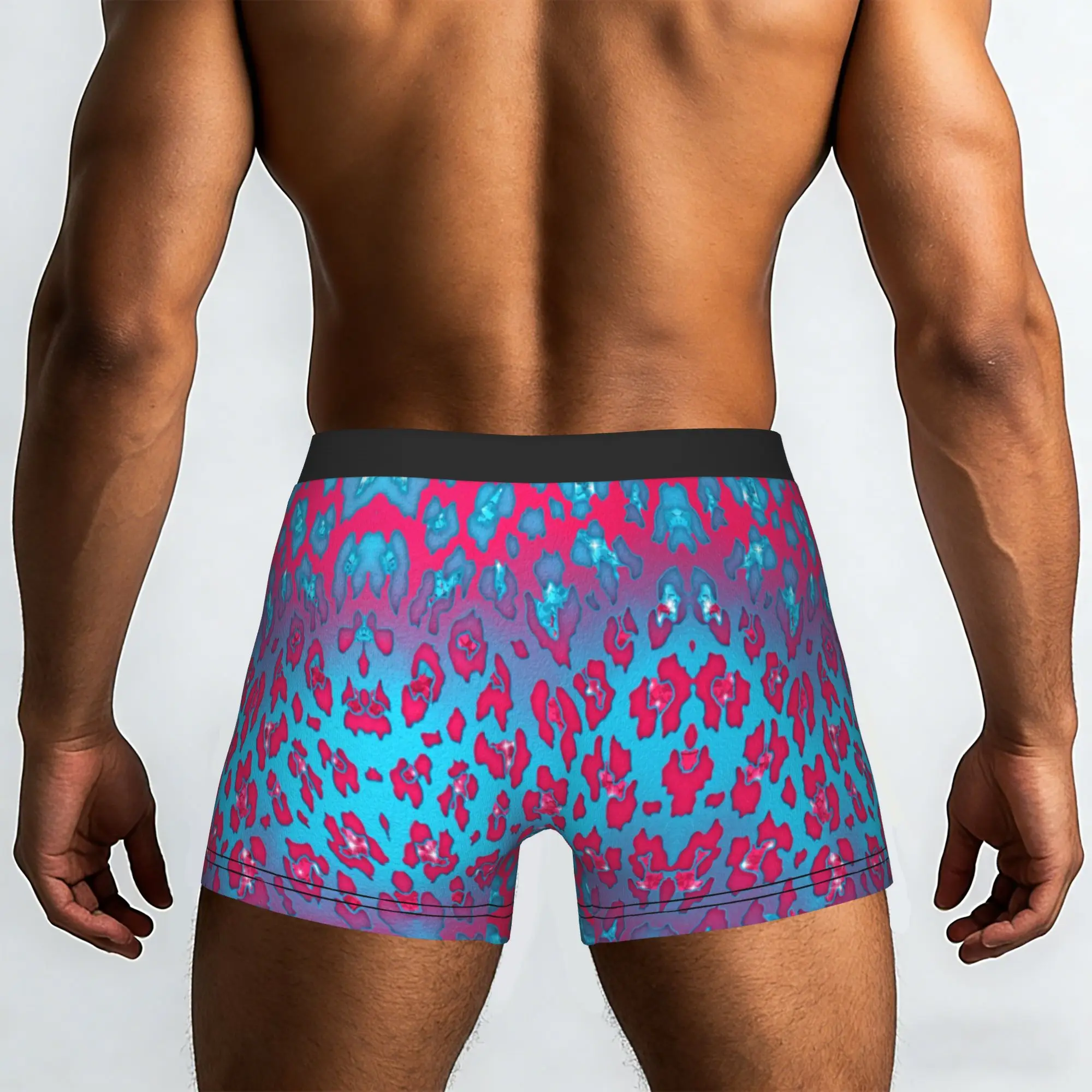 Pink Blue Leopard Print Pattern Wallpaper  Underpants Breathbale Panties Men's Underwear Ventilate Shorts Boxer Briefs