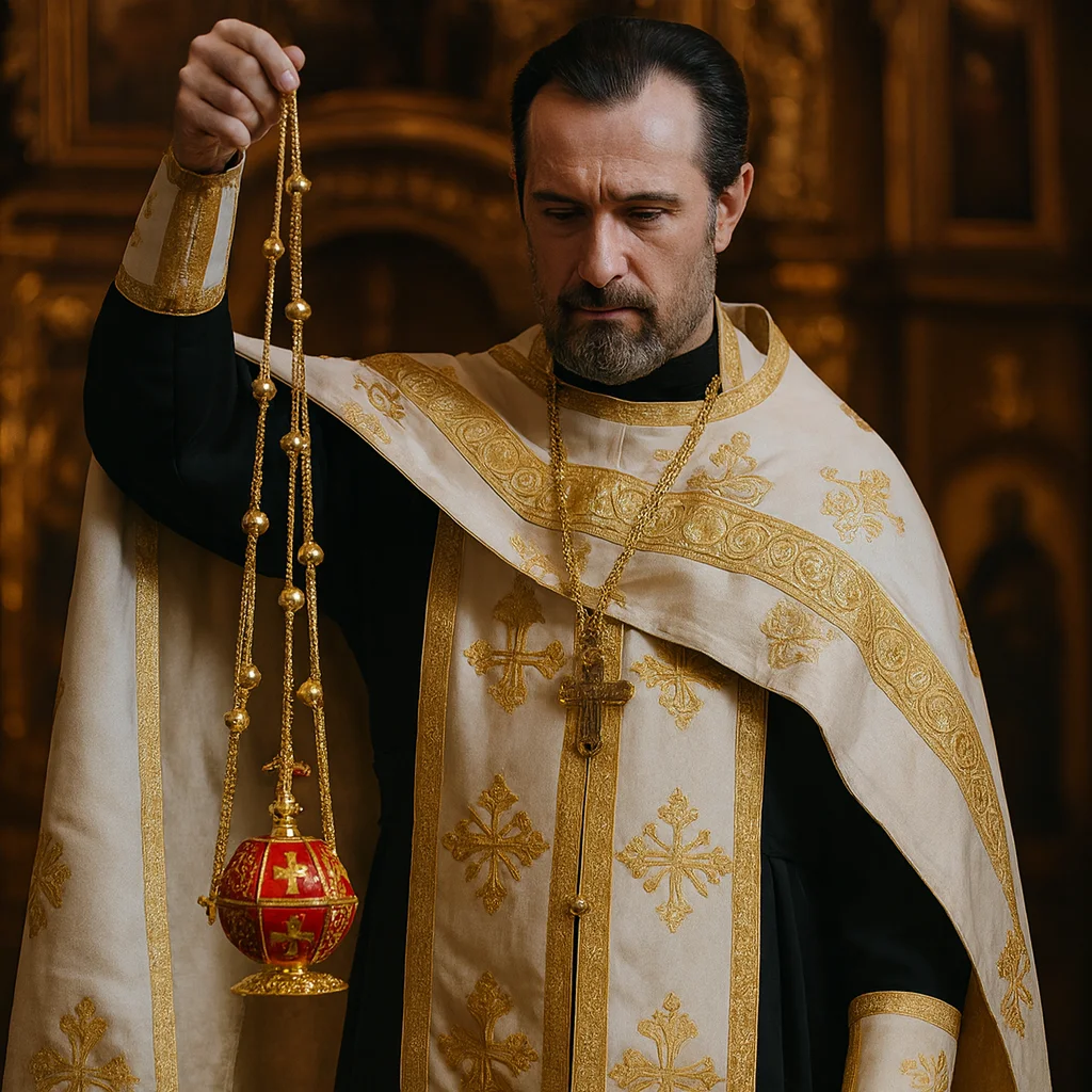 

HTISOK Orthodox Church Censer Hanging Thurible Cross Decoration with Metal Chain and Bells Religious Supplies Orthodox Censer