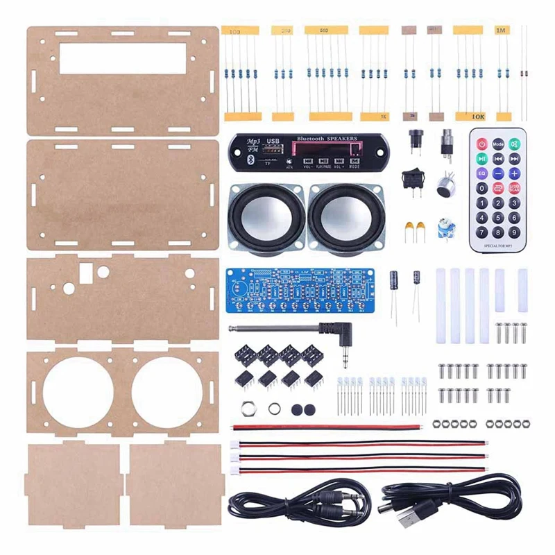 Kit altoparlante Bluetooth fai-da-te, funzione di registrazione Kit pratica di saldatura radio FM con spettro LED e telecomando