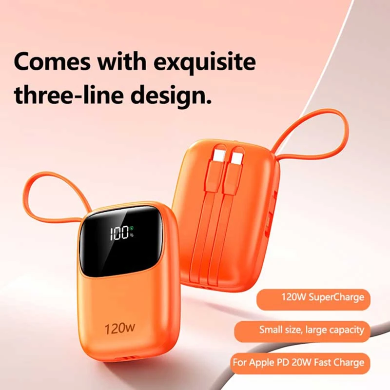 باور بانك بشاشة رقمية صغيرة 100000 مللي أمبير في الساعة مع ثلاثة خطوط شحن سريع بنك طاقة متنقل ذو سعة كبيرة لجميع الهواتف 2026