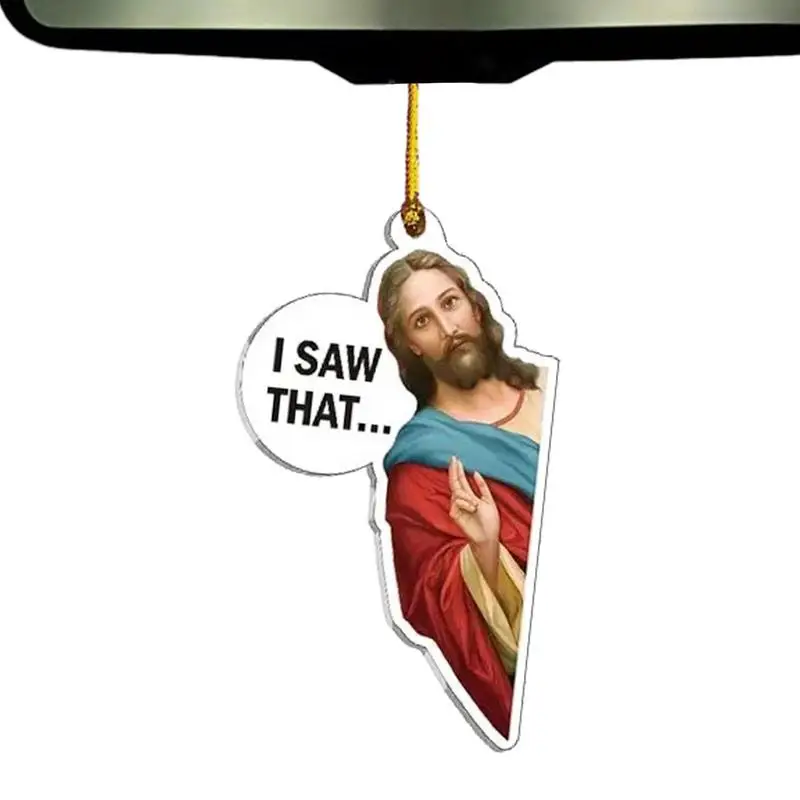 

Jesus Sign Funny 2d Acrylic Jesus Car Hang Ornament Car Pendant Rear View Mirror Hang Charm for Women Car accessories